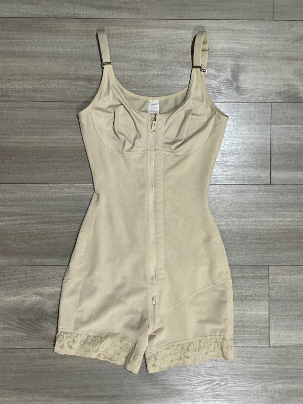 NWOT Nude Body Shaper - Full-Length Front Zip, Lace Trim